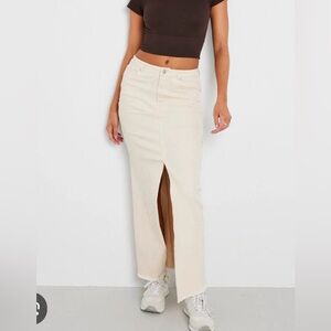 NWT- Cream denim maxi skirt with split #maxiskirt